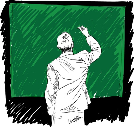 male writing something on board. Vector illustration のイラスト素材