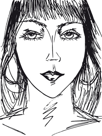 Sketch of beautiful woman face. Vector illustrationのイラスト素材