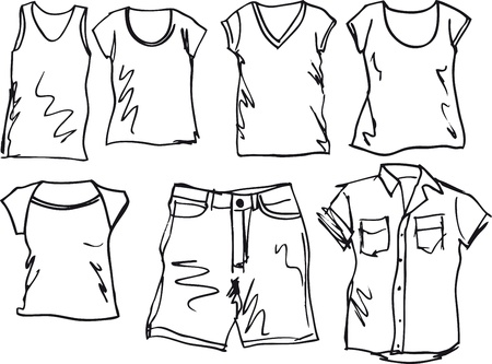 Summer clothing sketch collection. Vector illustration のイラスト素材