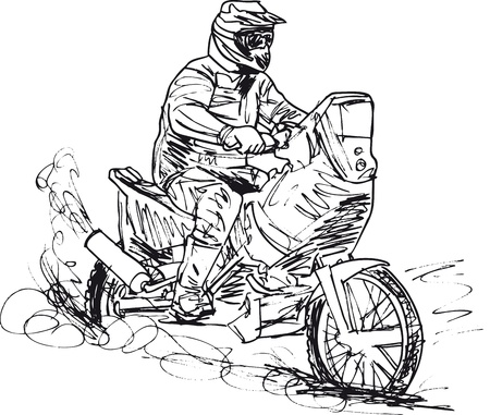 Sketch of motocross bike increase speed in track. Vector illustration のイラスト素材