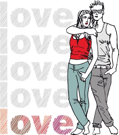 Sketch of couple. illustrationのイラスト素材