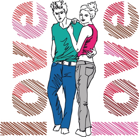 Sketch of couple. illustrationのイラスト素材