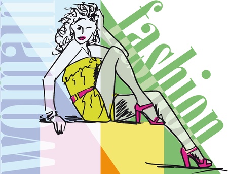 Sketch of Sexy fashion girl. illustrationのイラスト素材