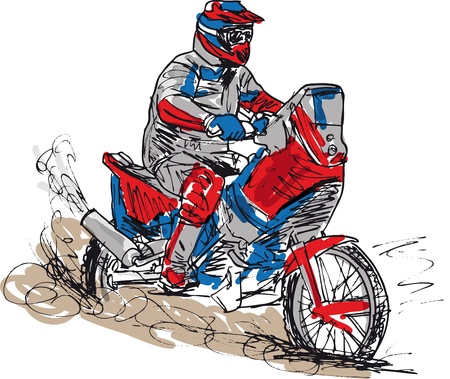 Sketch of motocross bike increase speed in track. Vector illustrのイラスト素材