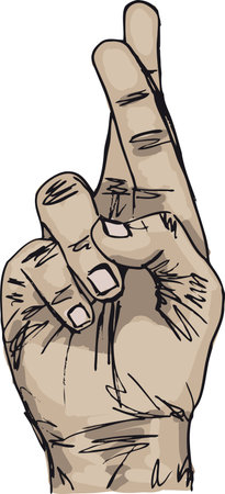 Sketch of Hand with crossed fingers  Vector illustration 