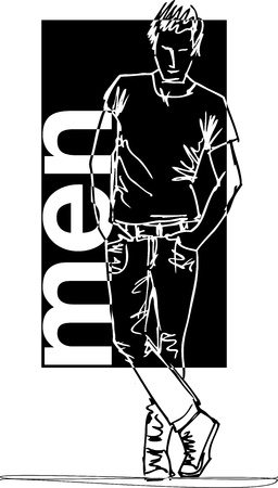 Sketch of fashion handsome man  Vector illustration のイラスト素材