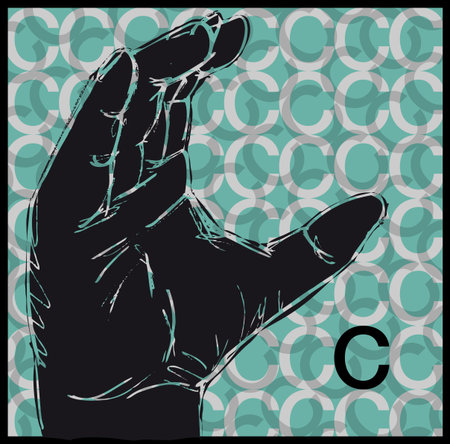 Sketch of Sign Language Hand Gestures, Letter c illustrationのイラスト素材