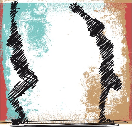 Abstract Sketch of Woman meditating and doing yoga. Vector illustrationのイラスト素材