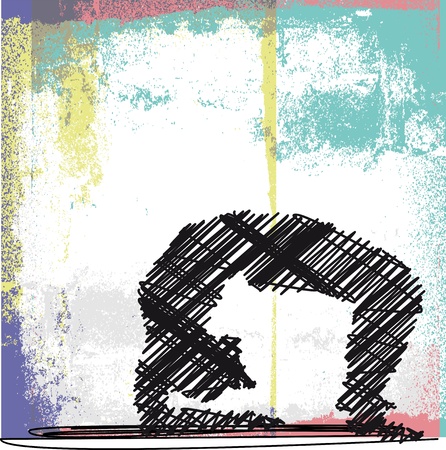 Abstract Sketch of Woman meditating and doing yoga. Vector illustrationのイラスト素材