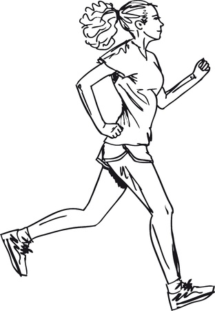 Sketch of female marathon runner. Vector illustrationのイラスト素材