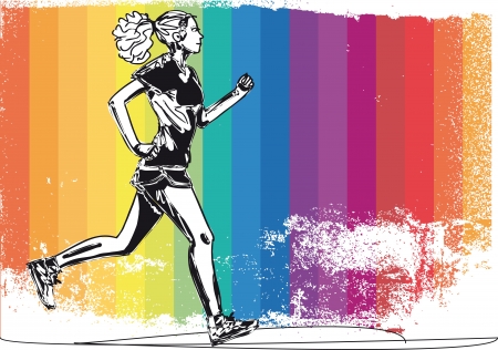 Sketch of female marathon runner  Vector illustrationのイラスト素材