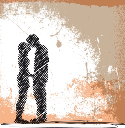 abstract sketch of couple kissing. vector illustrationのイラスト素材
