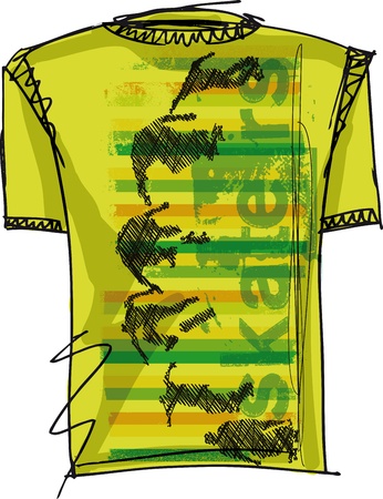 Sketch of Skateboard boy tee. Vector illustrationのイラスト素材