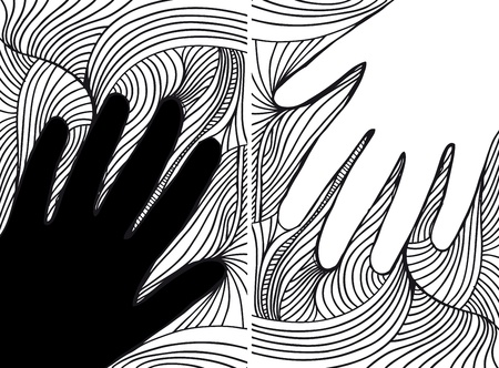 Sketch of hand on abstract background. vector illustrationのイラスト素材