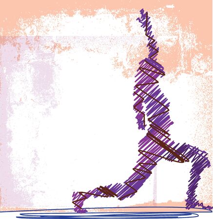 Abstract Sketch of Woman meditating and doing yoga. illustrationのイラスト素材
