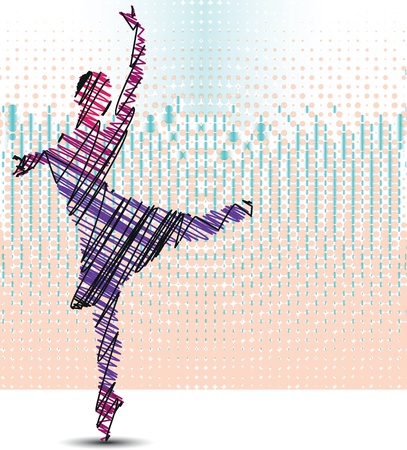 Sketch of dancing ballerina  Vector illustrationのイラスト素材