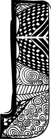 Letter J with abstract drawing. Vector illustrationのイラスト素材