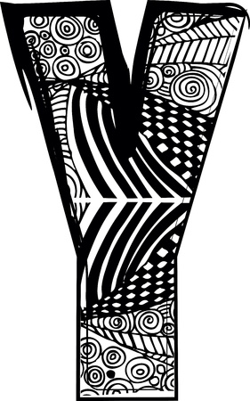 Letter Y with abstract drawing. Vector illustrationのイラスト素材