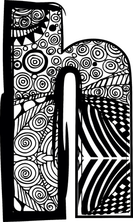 Letter h with abstract drawing. Vector illustrationのイラスト素材