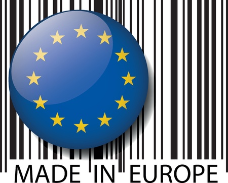 Made in Europe barcode. Vector illustrationのイラスト素材