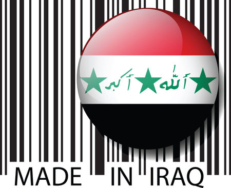 Made in Iraq barcode. Vector illustration のイラスト素材