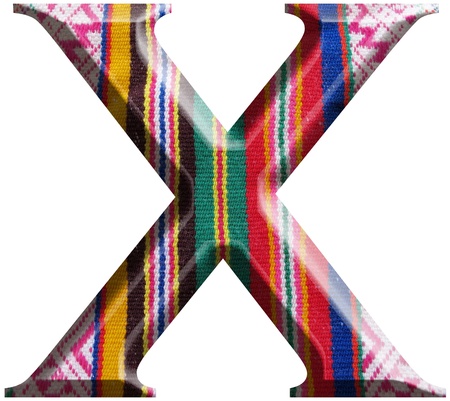 Letter X made with hand made woolen fabricの写真素材