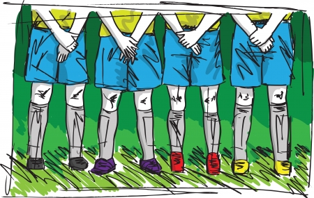 Sketch of Soccer players preparing for free kickのイラスト素材