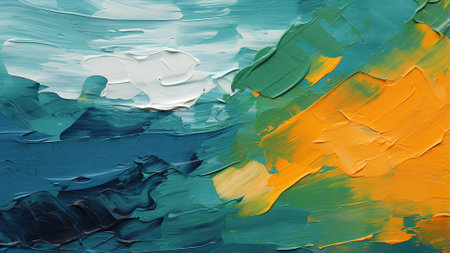 Painting close up of abstract colorful art brushstrokes as backgroundの写真素材