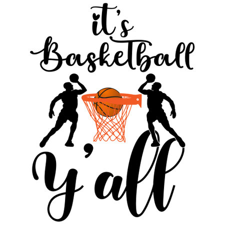 It's a basketball day hand lettering with basketball players silhouettesのイラスト素材