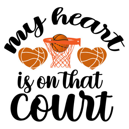 I love basketball, i love basketball, vector lettering with basket and ballのイラスト素材