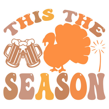 Happy Thanksgiving card with turkey and beer. Hand drawn vector illustration.のイラスト素材