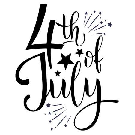 4th of july - hand lettering text, vector illustrationのイラスト素材