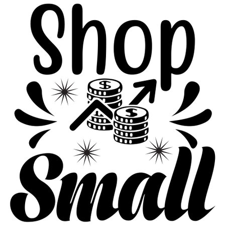 Shopping SMALL lettering. Black and white illustration isolated on white backgroundのイラスト素材