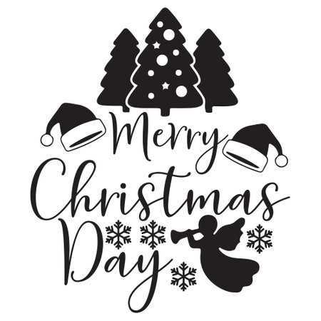 Merry Christmas and Happy New Year greeting card. Black and white vector illustration.のイラスト素材