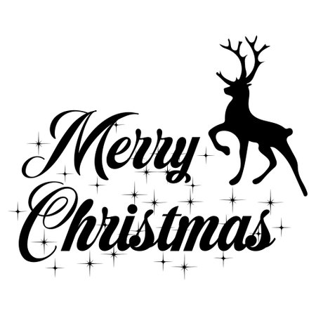 Merry Christmas lettering with reindeer. Vector illustration.のイラスト素材