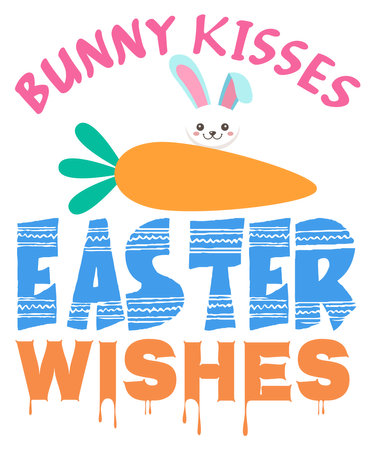 Cute Easter card with carrot and lettering. Vector illustration.のイラスト素材