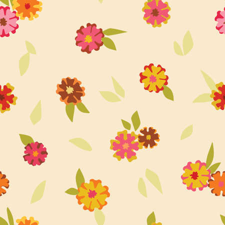 70s Retro flowers seamless vector repeat patternのイラスト素材