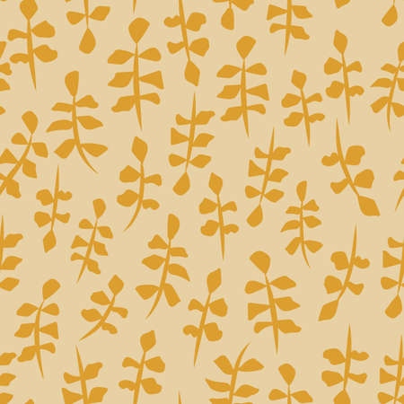 Yellow plant leaves seamless vector repeat patternのイラスト素材