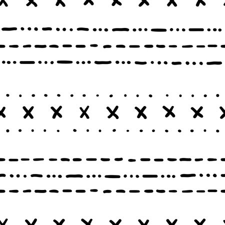 Hand drawn decorative geometric seamless vector patternのイラスト素材