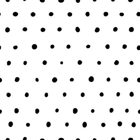 Black and white hand drawn polka dot seamless repeat patternのイラスト素材