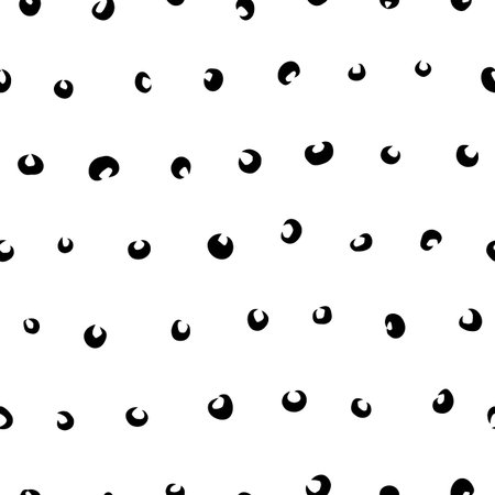 Black and white hand drawn crescent shape seamless repeat patternのイラスト素材