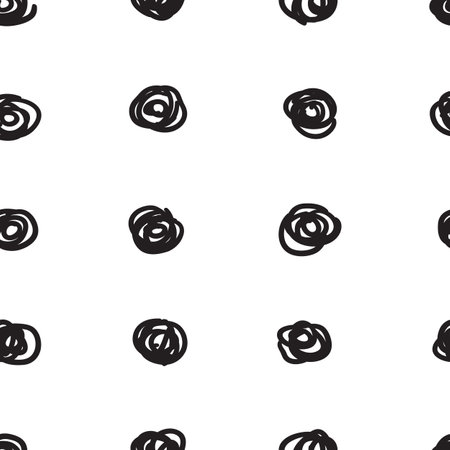 Scribbled black and white polka dot seamless vector patternのイラスト素材