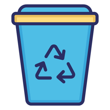 Recycle bin Outline Fill with Color Isolated Vector Iconのイラスト素材