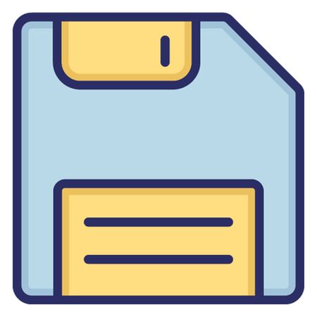 Diskette Outline Fill with Color Isolated Vector Iconのイラスト素材
