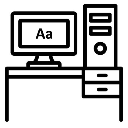 Computer table, job, office, workplace, workstation, icon, illustration, editable, stationary, study, official material or equipment Line vector icon which can easily modify or editのイラスト素材