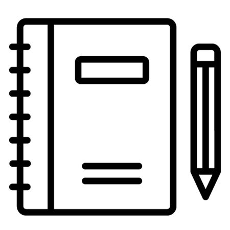 Copywriting, document, paper and pencil, script writing, writing pad, writing paper, icon, illustration, editable, stationary, study, official material or equipment Line vector icon which can easily modify or editのイラスト素材