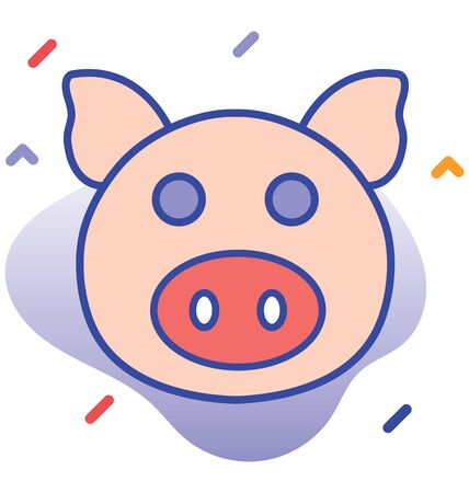 Pig, carrier,  pork fully editable vector iconのイラスト素材