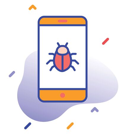 Bug, mobile. Phone  virus fully editable vector iconのイラスト素材