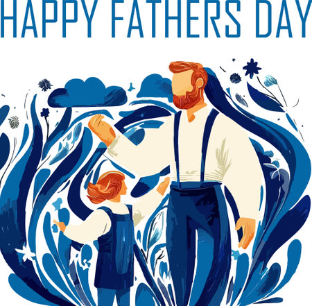The "Happy Fathers Day" Van Gogh-style illustration is a vector file that captures the essence of Van Gogh's iconic artistry while celebrating the special occasion of Father's Day.のイラスト素材