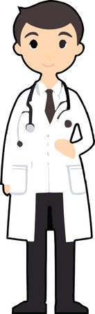 The Flat Doctor Illustration is a modern and minimalist representation of a doctor in a clean and simple flat design style.のイラスト素材